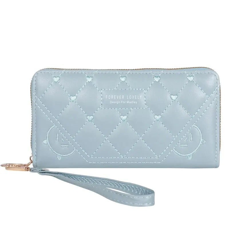 New Wallet Women'S European and American Card Bag Zipper Handbag Embroidered Mobile Phone Bag