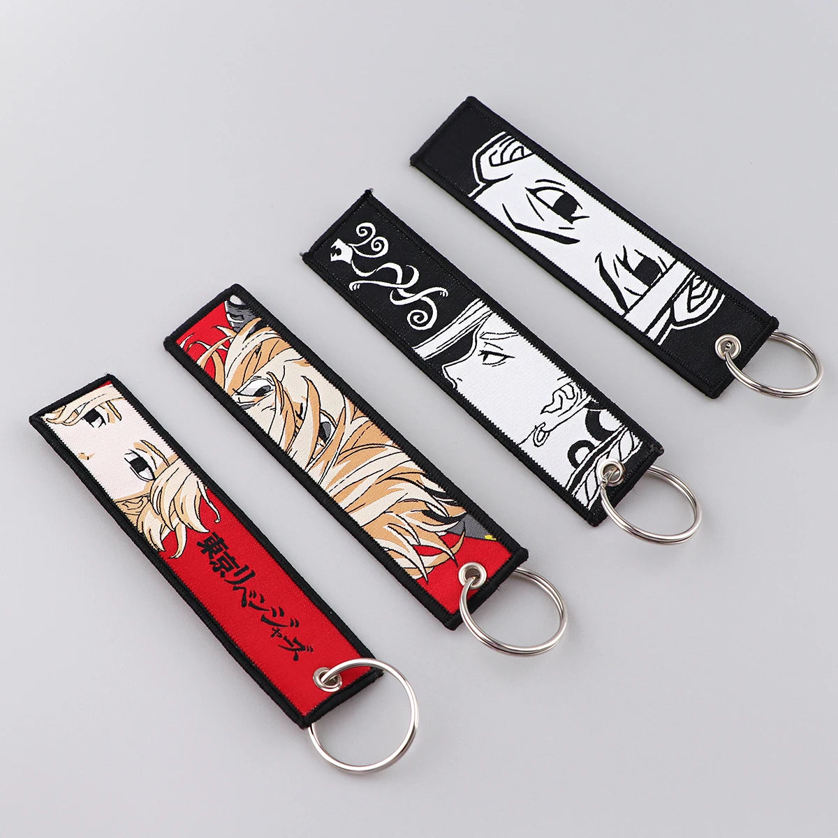 Japanese Anime Cool Embroidery Key Fobs Key Tag Motorcycles Cars Backpack Chaveiro Keychain for Friends Fashion Key Ring Gifts