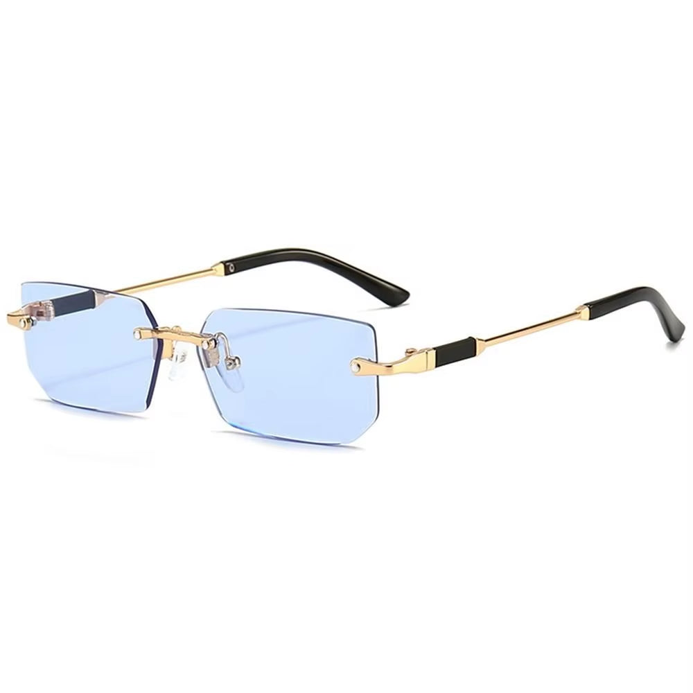 Trendy Rimless Sunglasses for Women Men Rectangle Fashion Shades Small Square UV400 Sun Glasses for Female Male Traveling Oculos