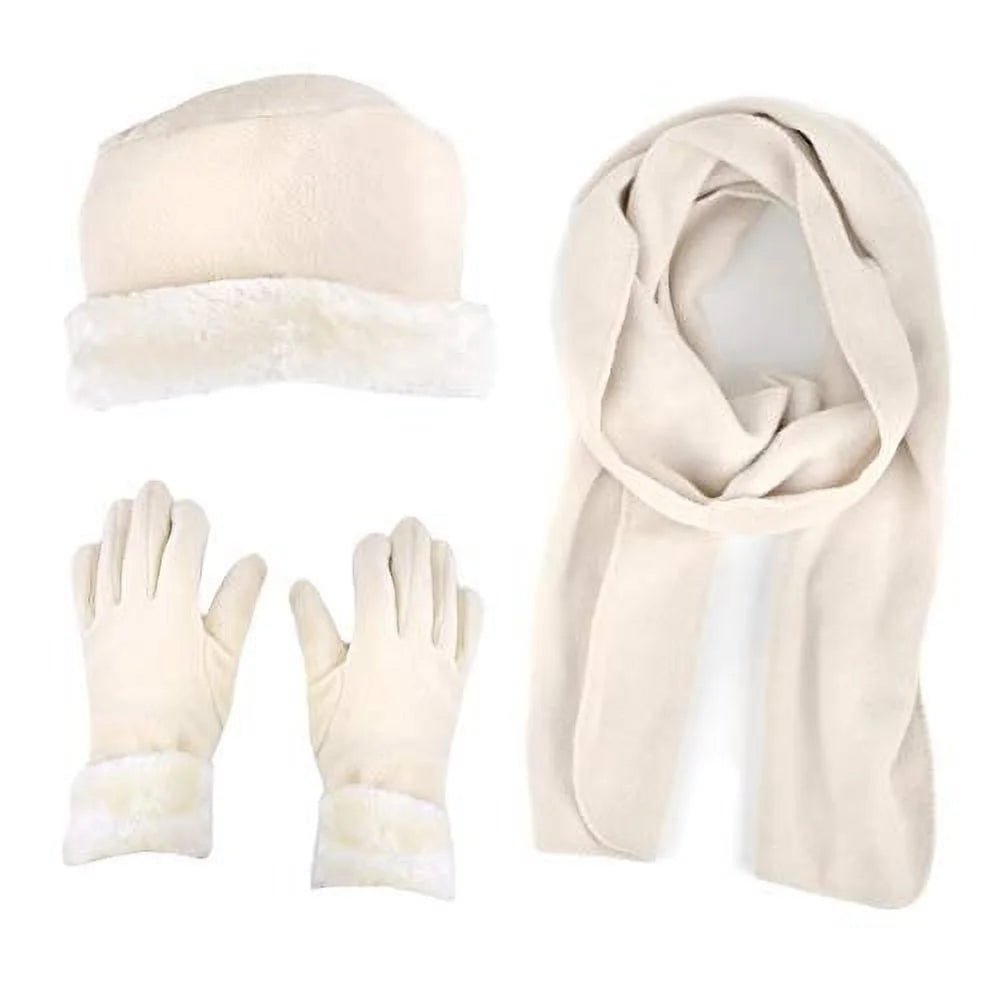 Women'S Warm Fleece Winter Set - Scarf, Hat, and Gloves Set