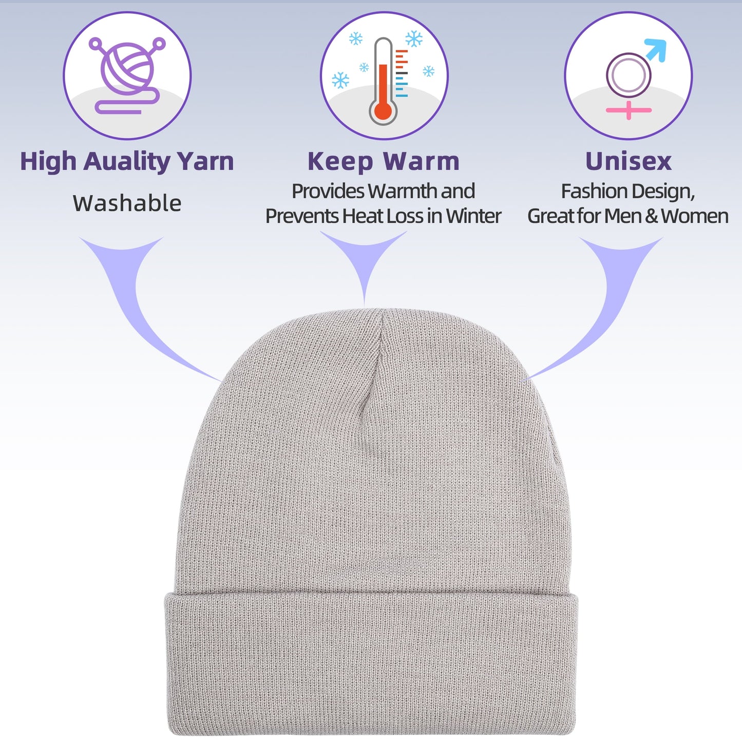 Beanie Hats for Men and Women Unisex Beanies 100% Acrylic Thick Quality - Beige