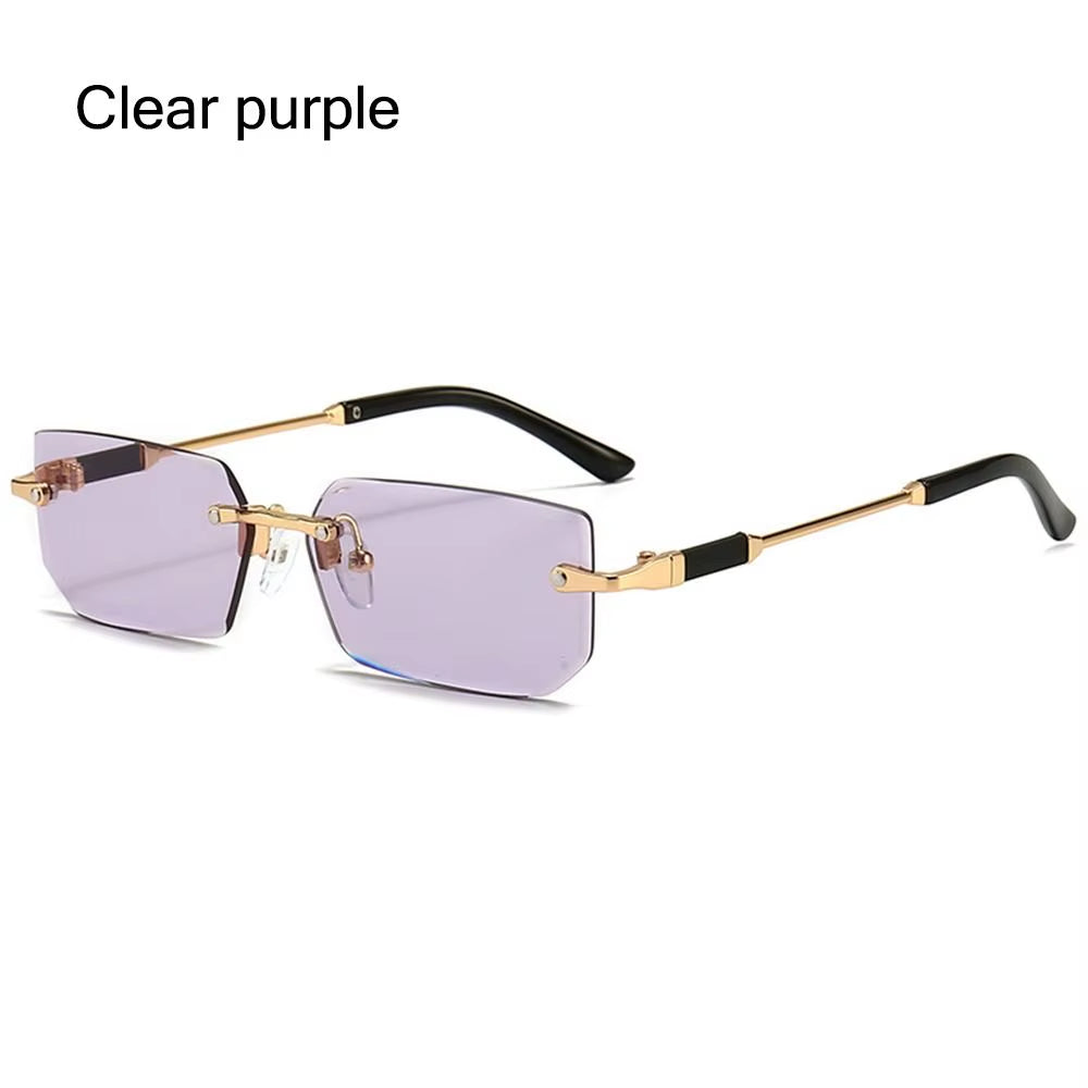 Trendy Rimless Sunglasses for Women Men Rectangle Fashion Shades Small Square UV400 Sun Glasses for Female Male Traveling Oculos